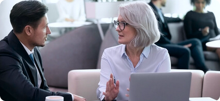 Female and male talking img